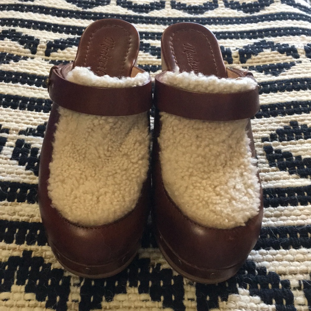 Madewell Brown Shearling Mules